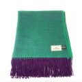 100% Wool Blanket/Throw/Rug Emerald Green & Purple Herringbone
